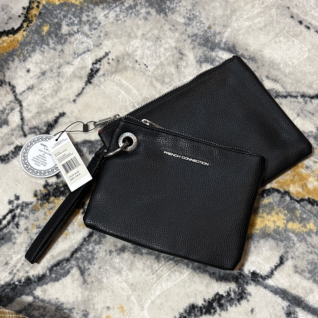 French Connection Elegant Black Wristlet Duo